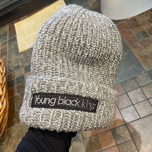 Young Black Kings Kids Gray Knit Beanie